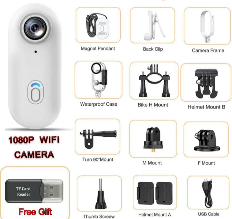 1080P Vlog Wireless Camera Ultra Small Body Cam Motorcycle Bicycle Helmet Subminiature Action Cam Wifi Portable Video Recorder
