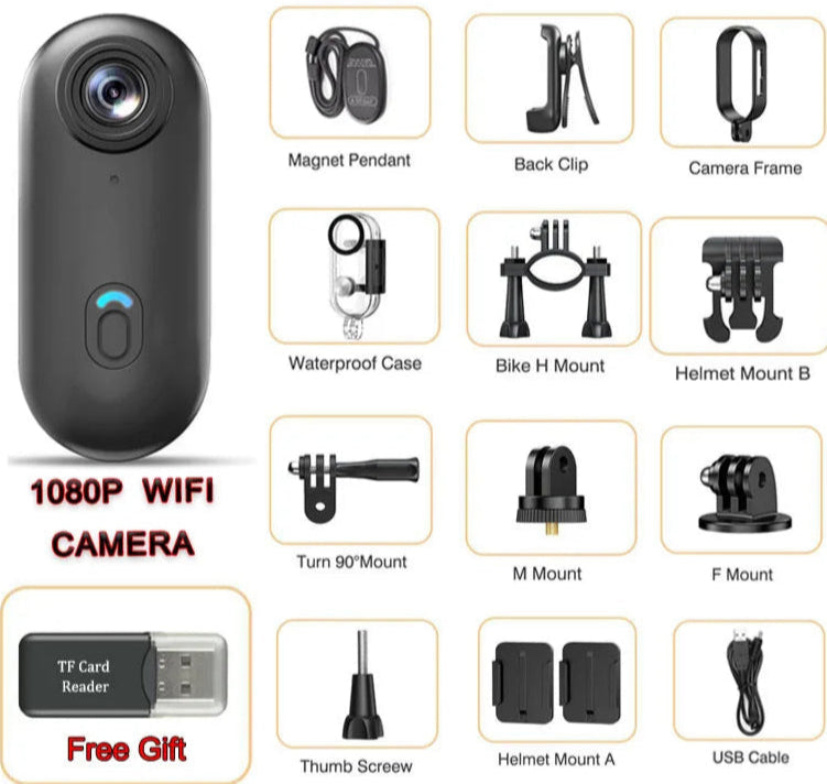 1080P Vlog Wireless Camera Ultra Small Body Cam Motorcycle Bicycle Helmet Subminiature Action Cam Wifi Portable Video Recorder